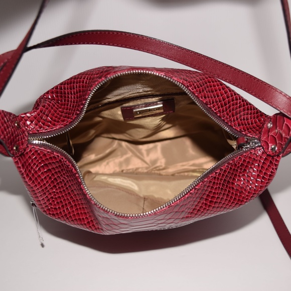 New Gianni Conti Vera Pelle Red Leather Convertible Shoulder Bag Backpack - Picture 9 of 12